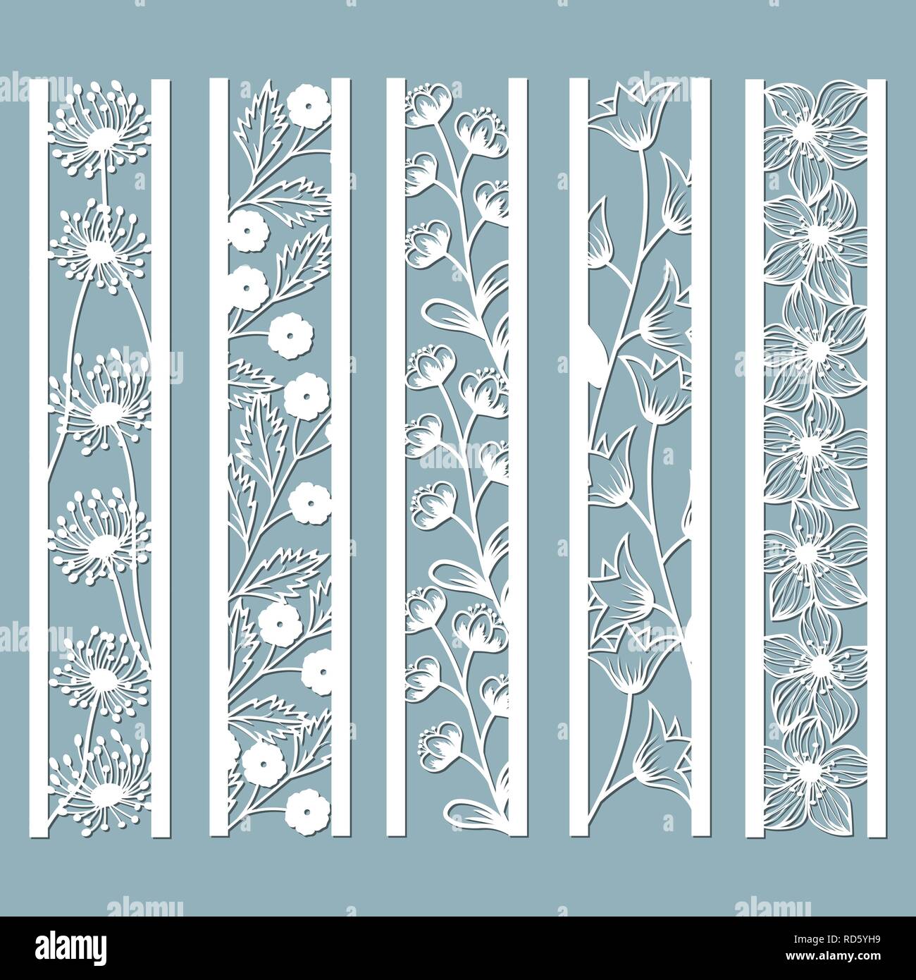 Die and laser cut ornamental panels with floral pattern. bell