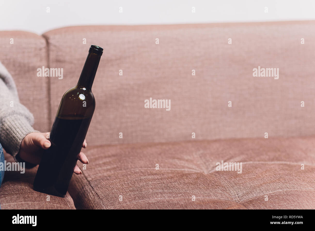 Red Wine Spilled On A Brown Couch Sofa Dark Bottle Of Red Wine