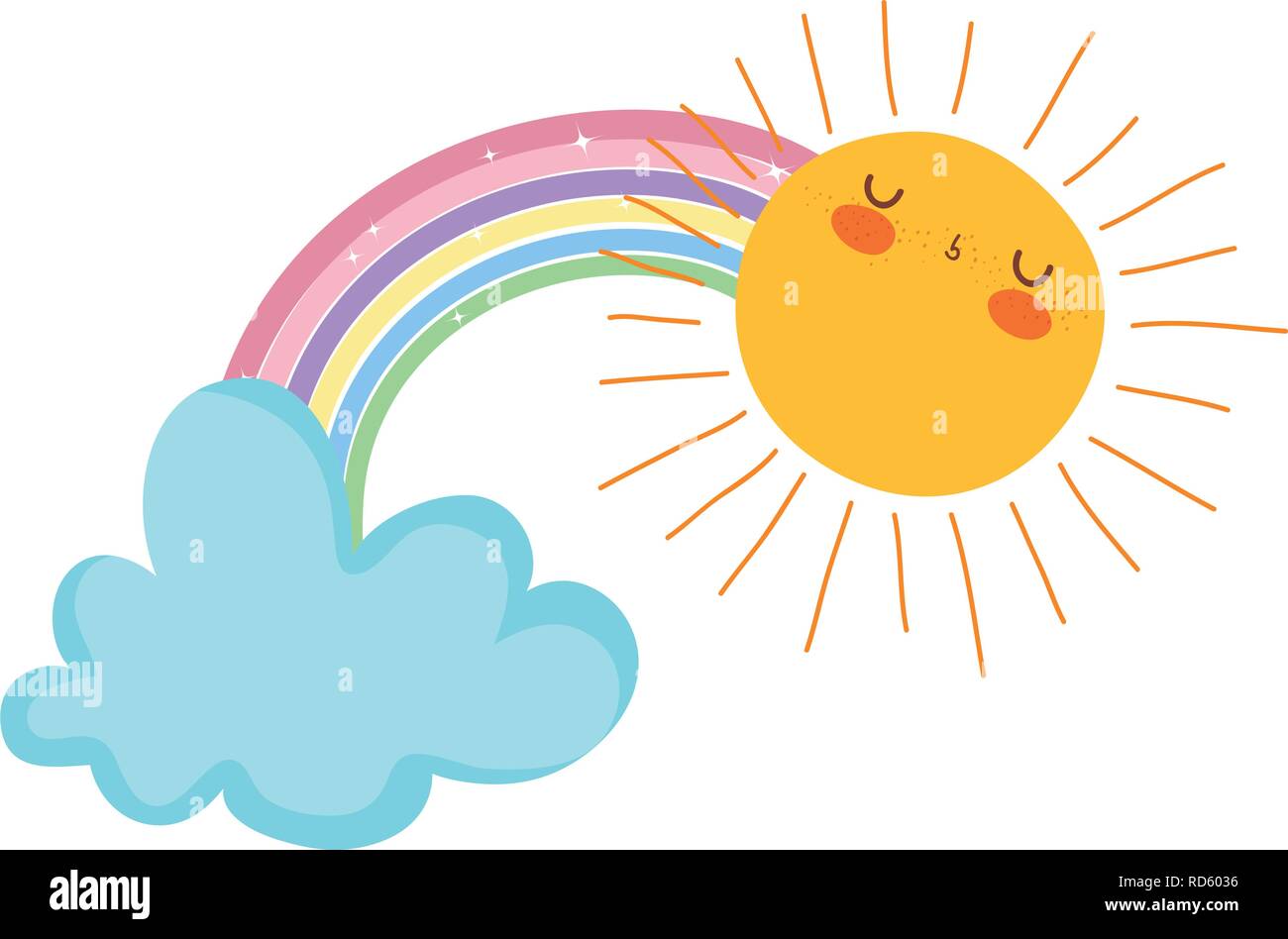 cute rainbow with clouds Stock Vector Image & Art - Alamy