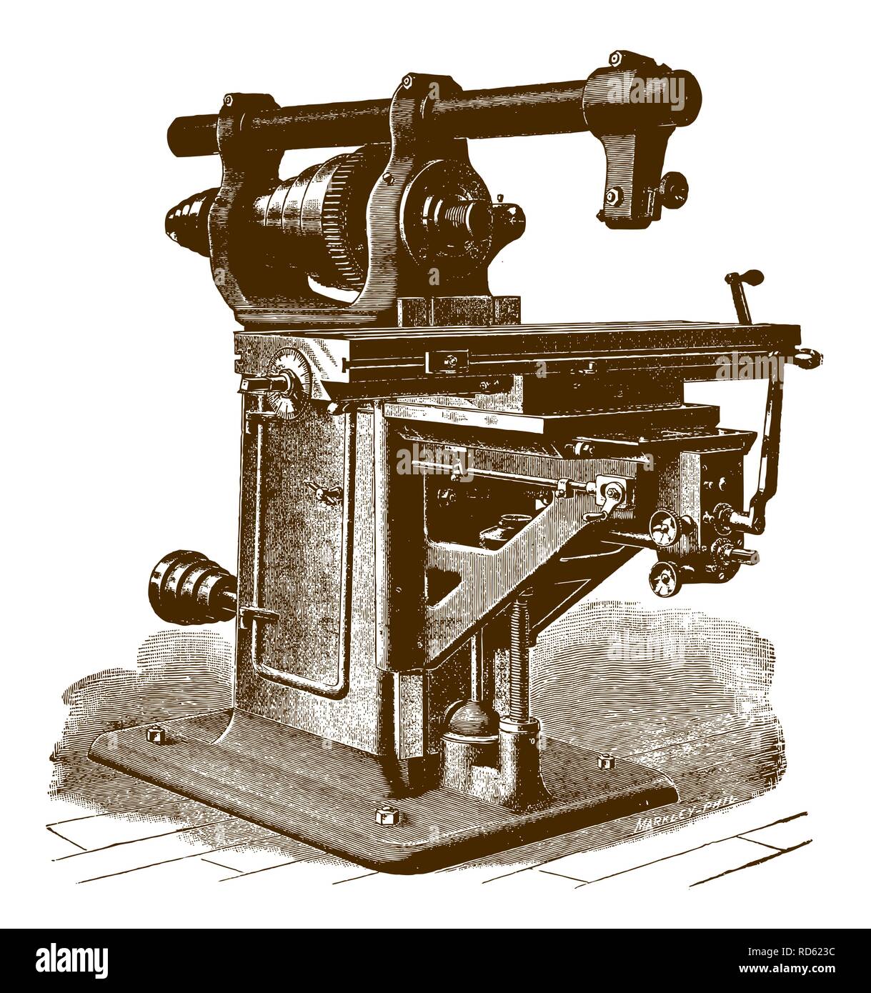 Historic milling machineÊ(after an etching or engraving from the 19th century) Stock Vector