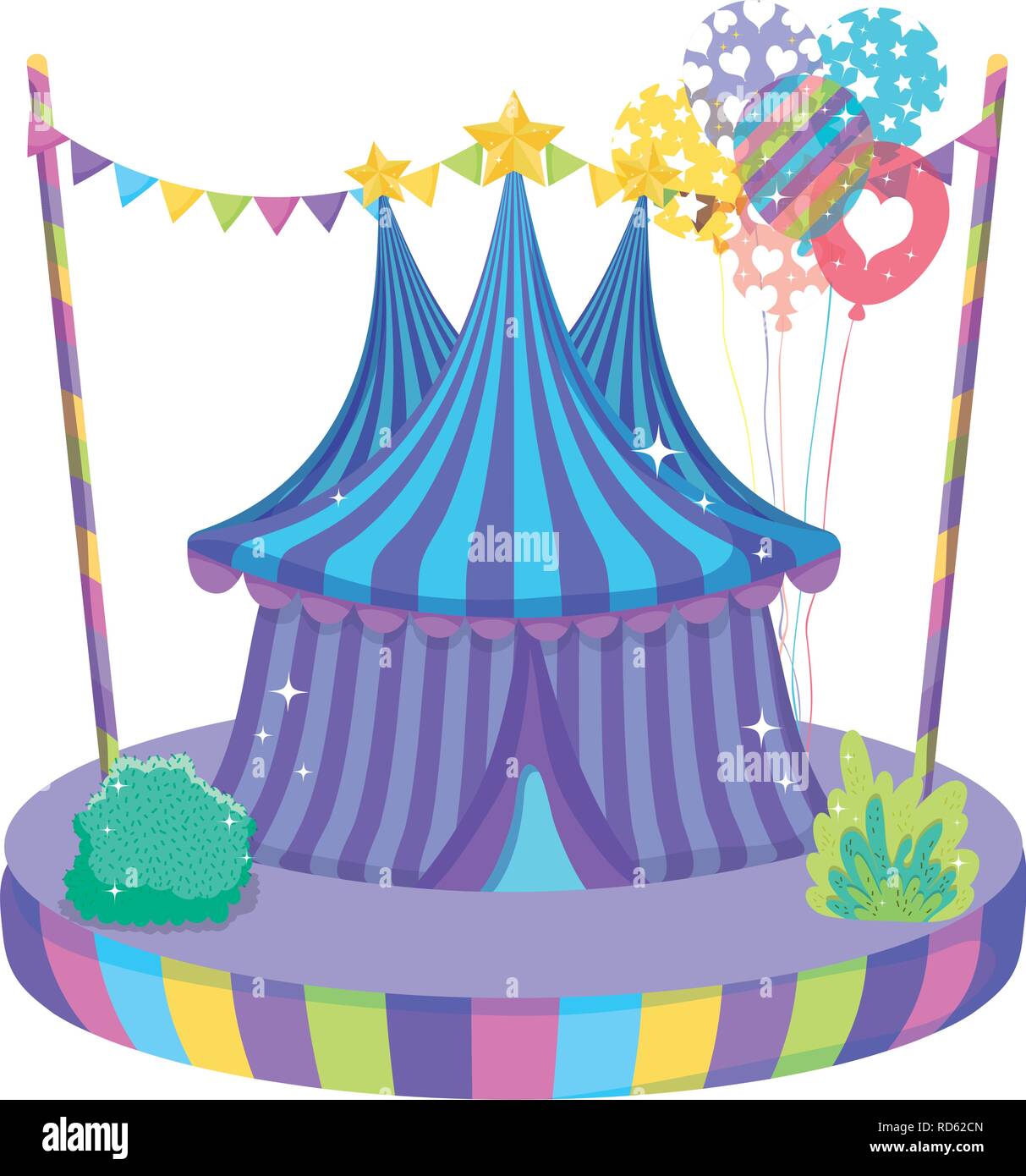 cute circus tent with balloons helium Stock Vector Image & Art - Alamy