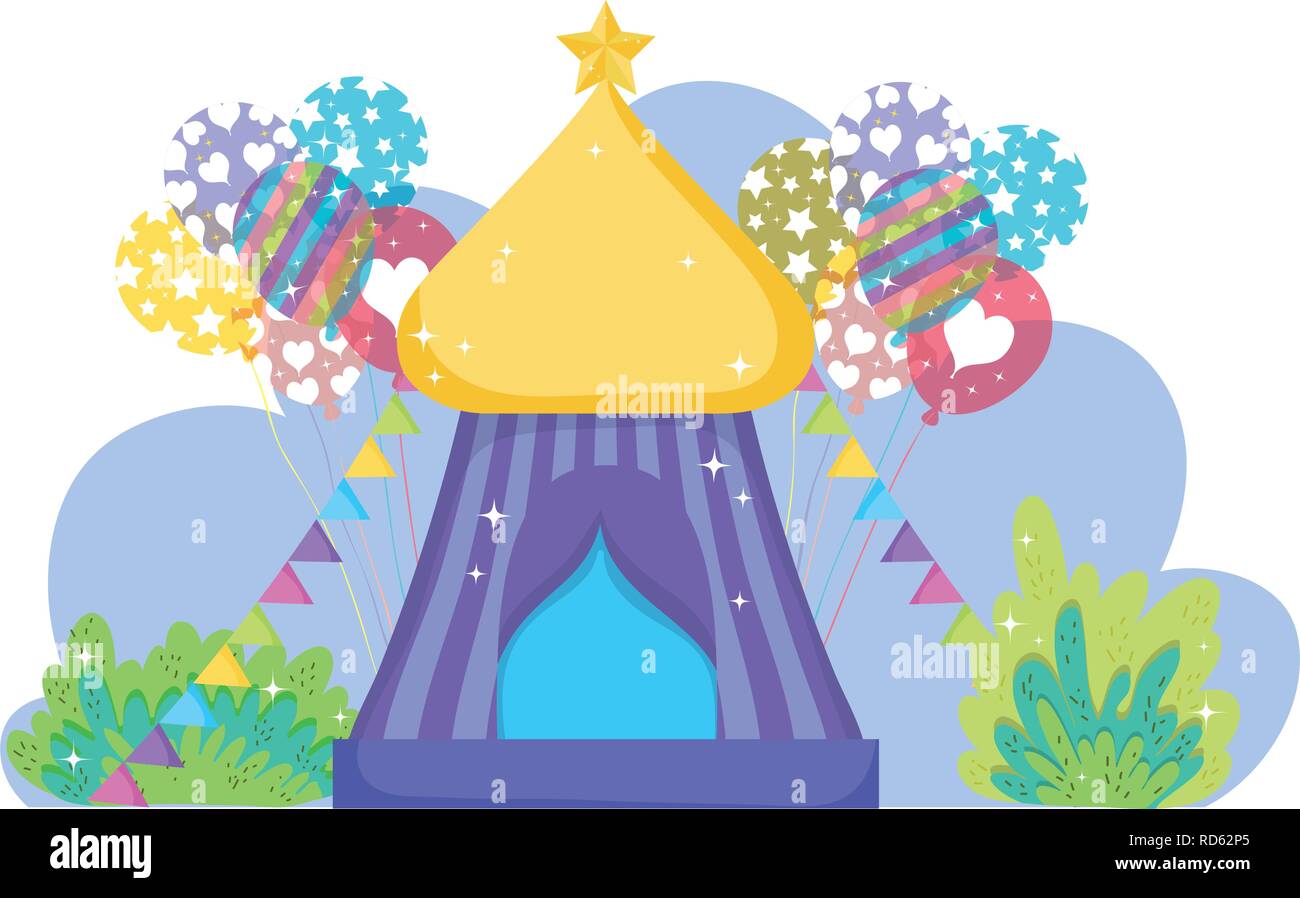 cute circus tent with balloons helium Stock Vector Image & Art - Alamy
