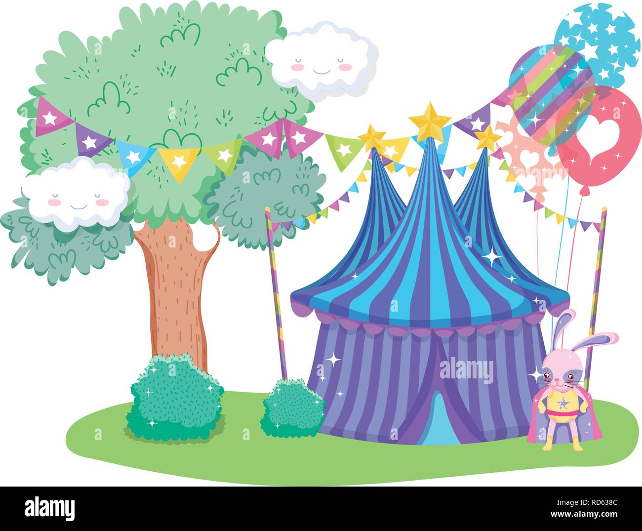 cute circus rabbit with layer and tent Stock Vector Image & Art - Alamy