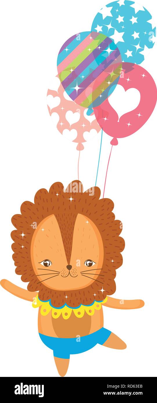 cute lion circus with balloons helium Stock Vector Image & Art - Alamy