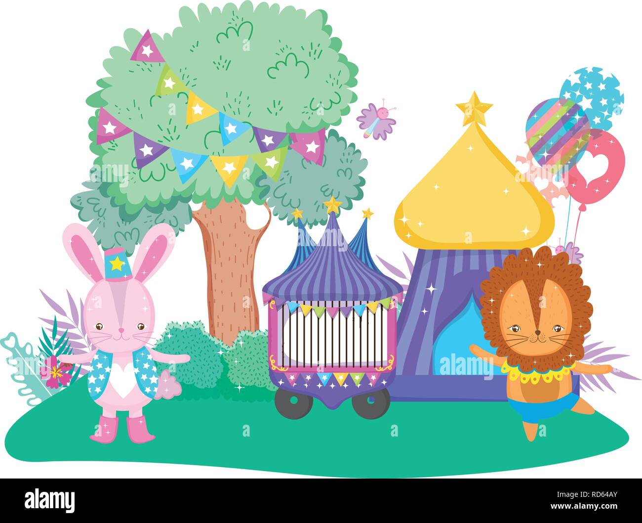 cute lion circus with balloons helium Stock Vector Image & Art - Alamy