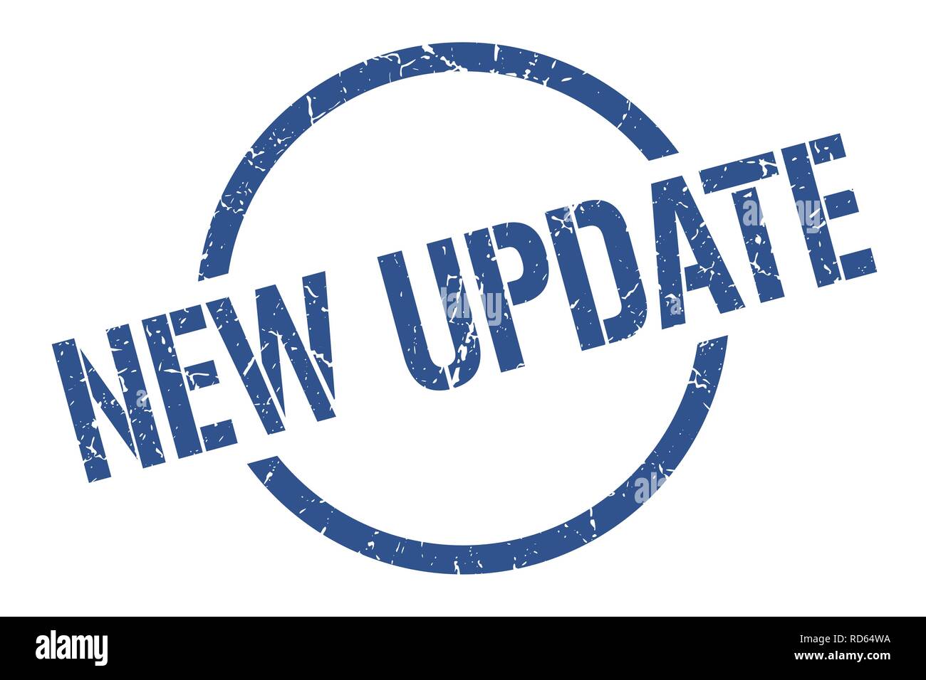 new update blue round stamp Stock Vector
