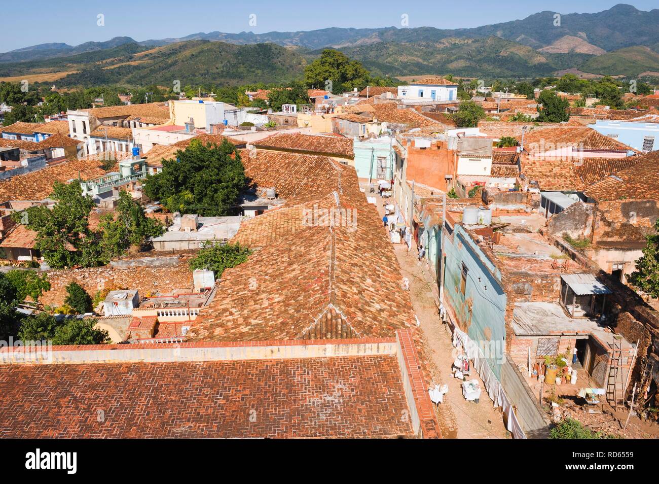 View from the bell tower of the Museo Nacional de la Lucha Contra Bandidos over Trinidad, Sancti Spiritus Province, Cuba Stock Photo