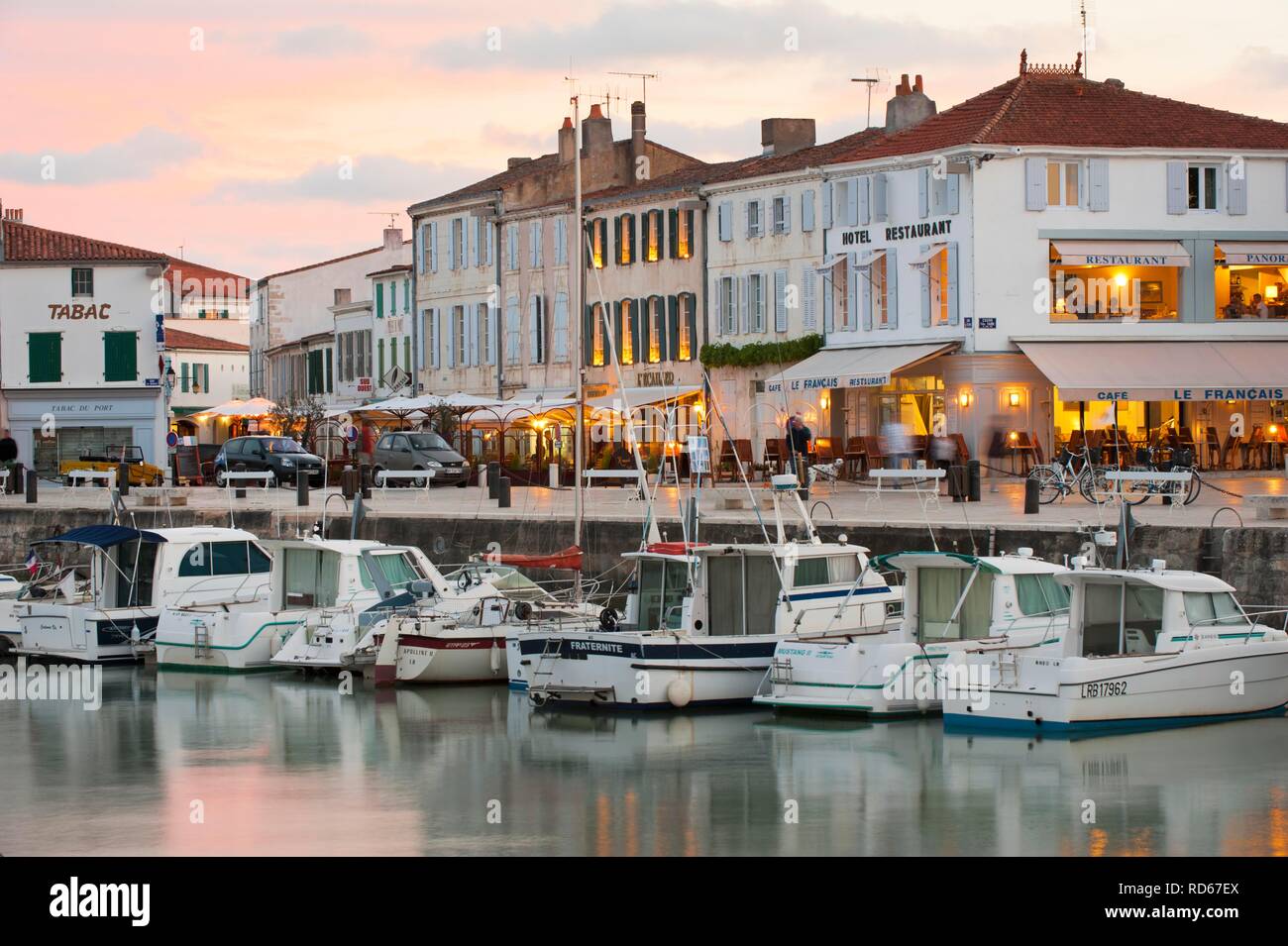 La Flotte Harbor In The Evening Ile De Re Island Departement Charentes Maritime France Europe Stock Photo Alamy