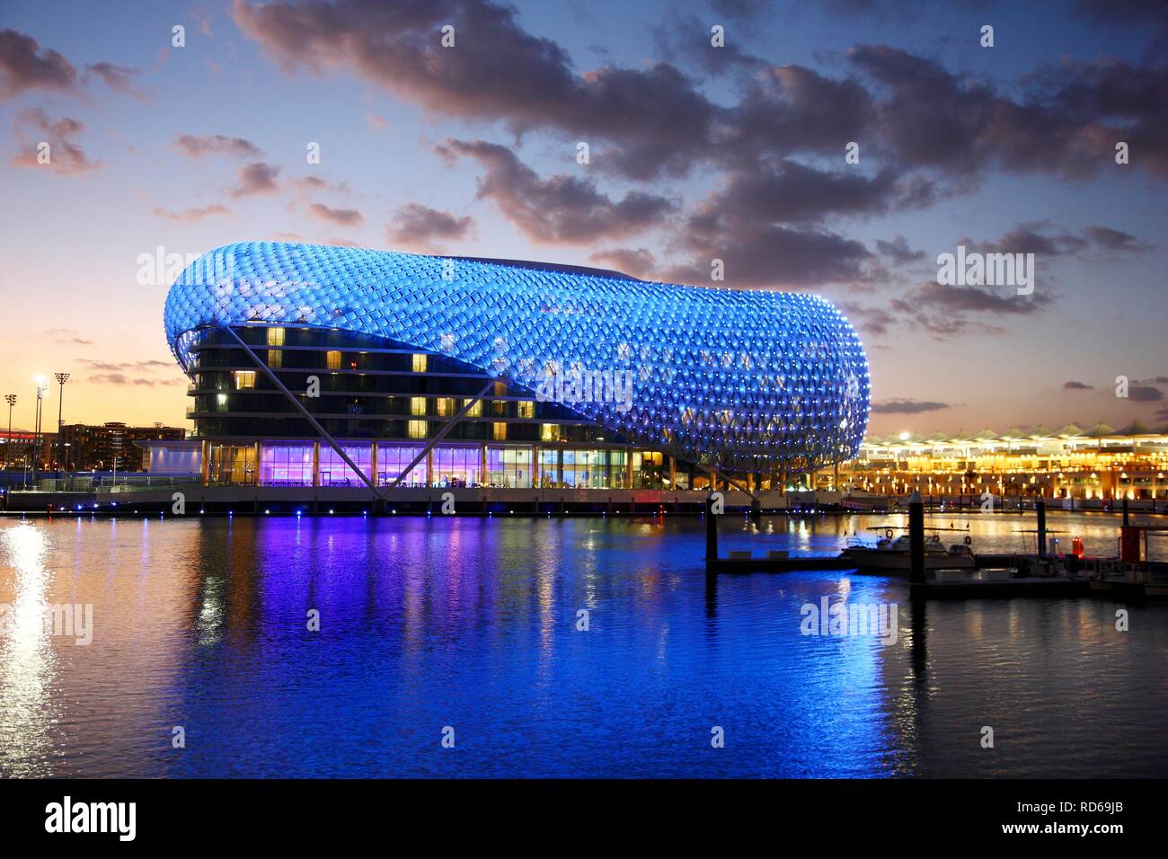 Yas Hotel on Yas Island, futuristic luxury hotel in the middle of the Formula 1 race track of