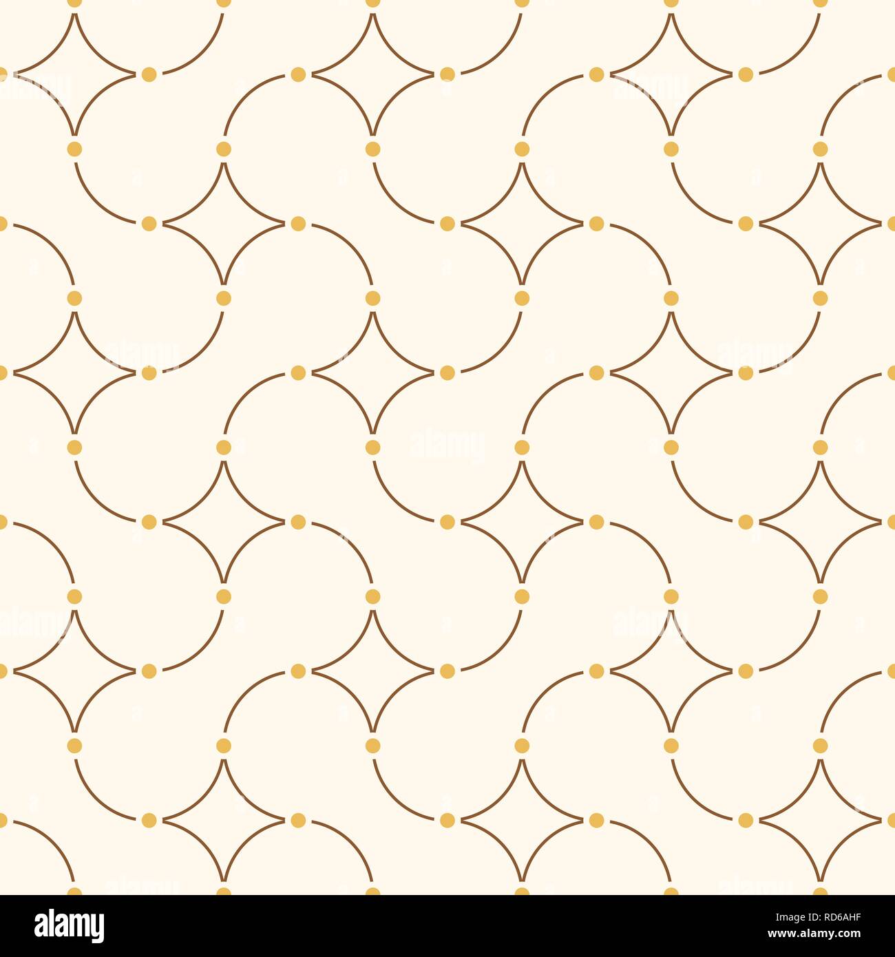 Vector seamless minimalistic pattern of curved lines with dots in nodes ...