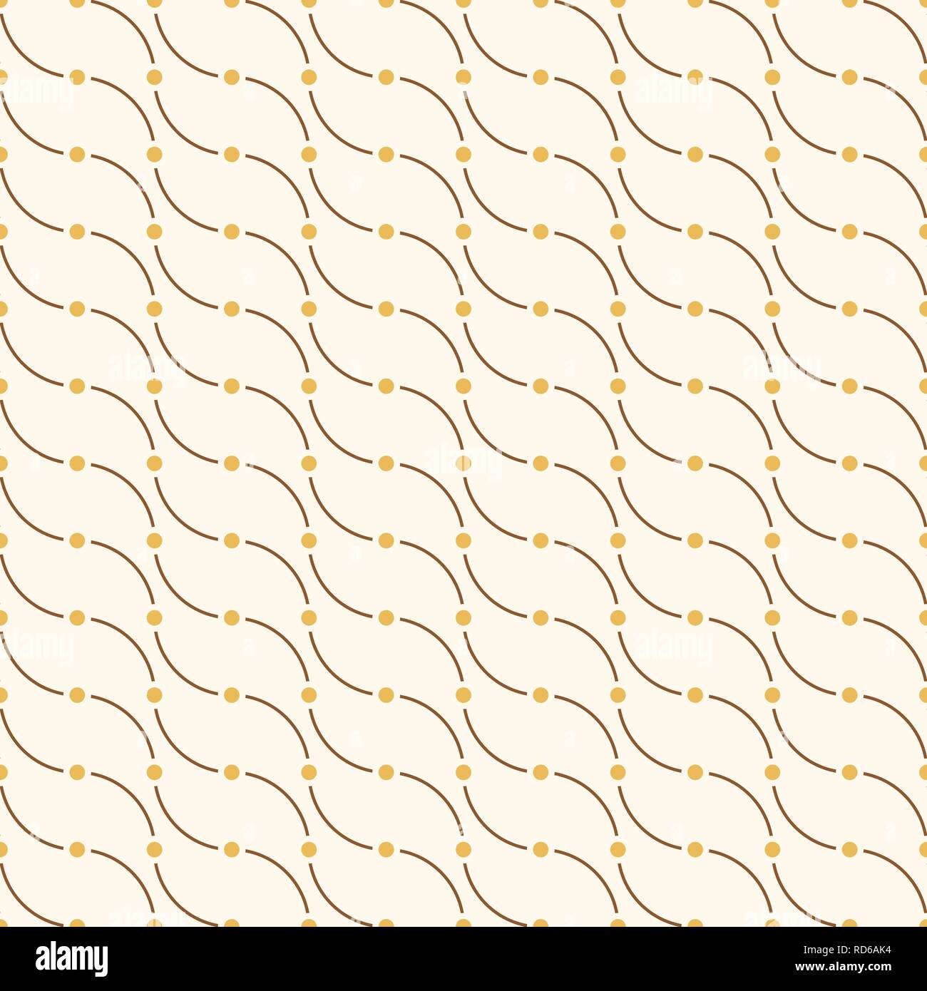 Vector seamless minimalistic pattern of curved lines with dots in nodes ...