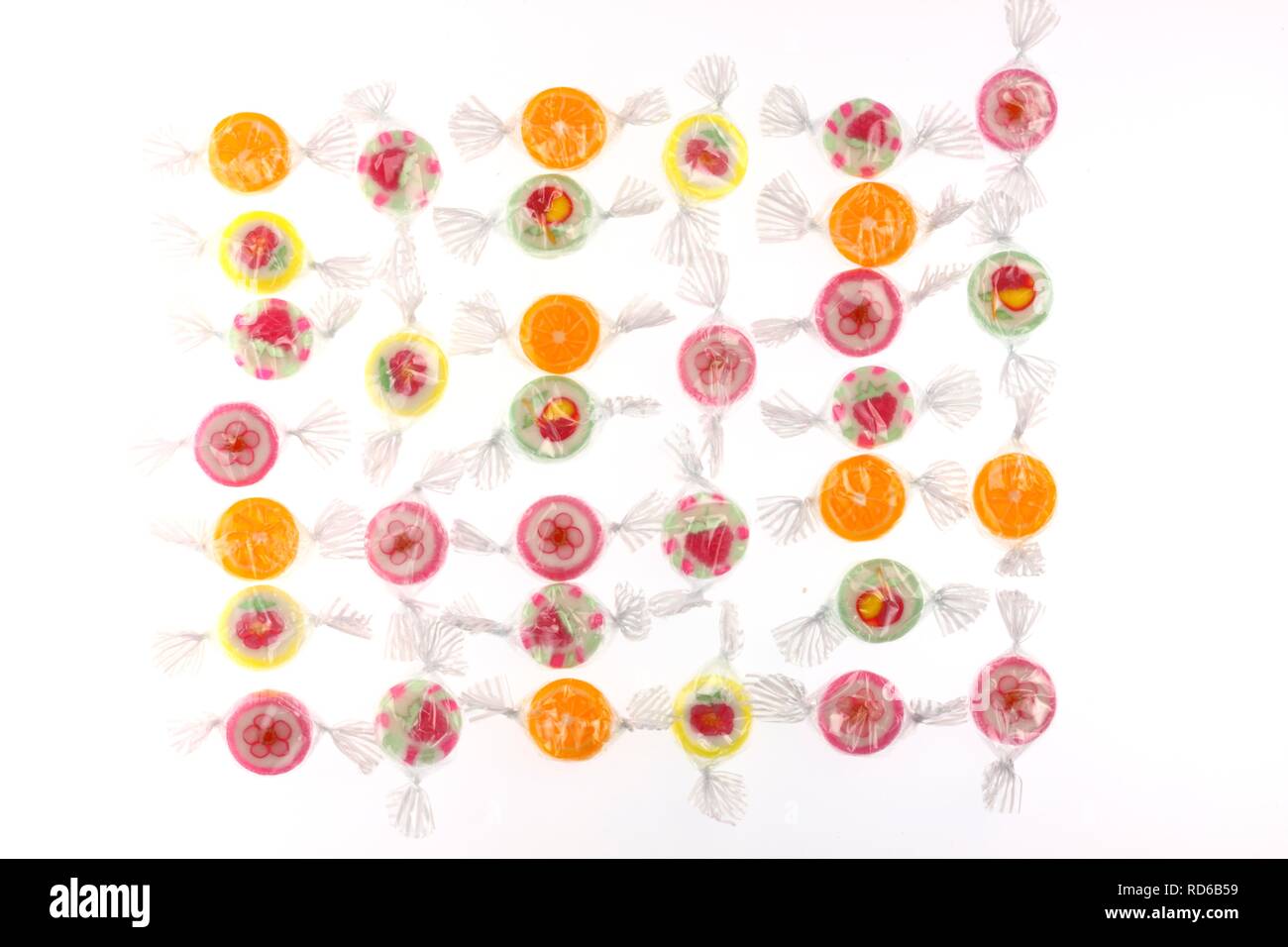 Boiled sweets or drops with different motifs Stock Photo