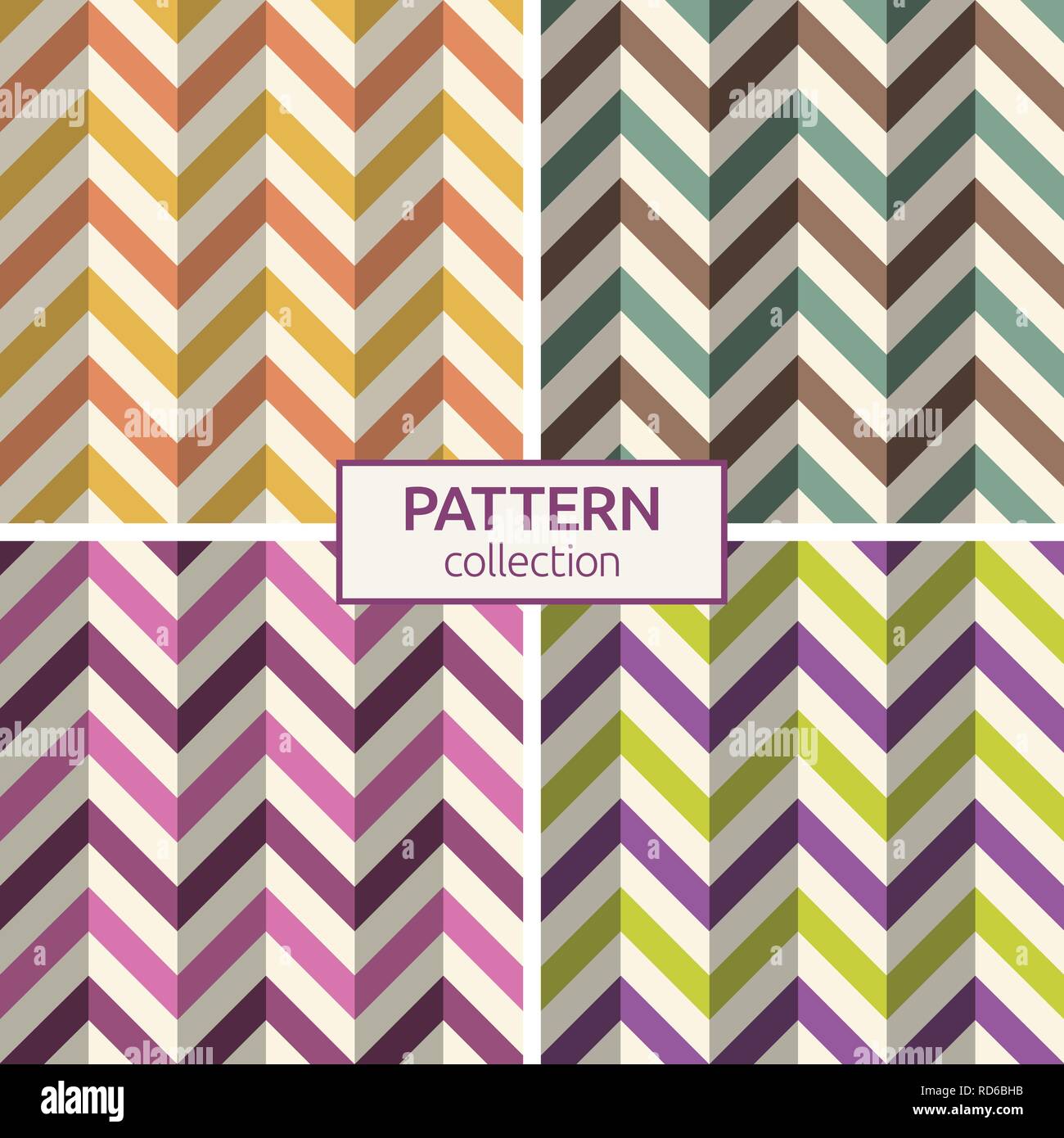 Set of four seamless fashion zigzag patterns Zigzag color lines