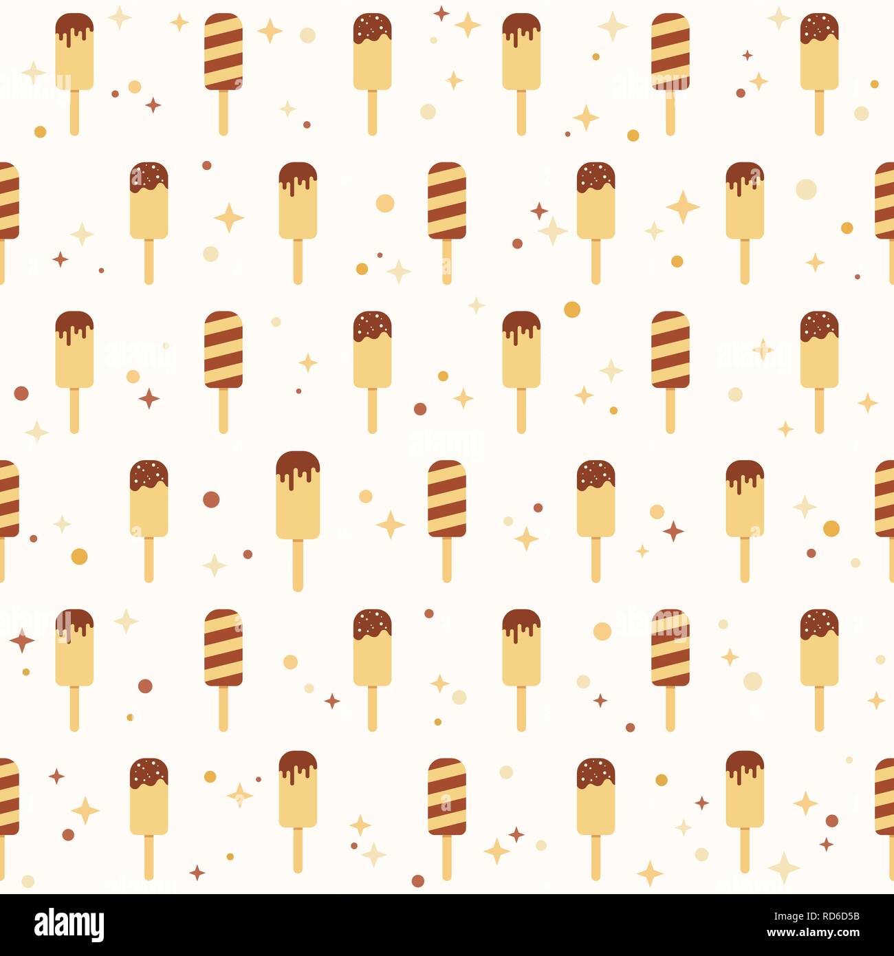 Ice cream seamless pattern. Sweet dessert background. Flat style. Vector illustration. Stock Vector