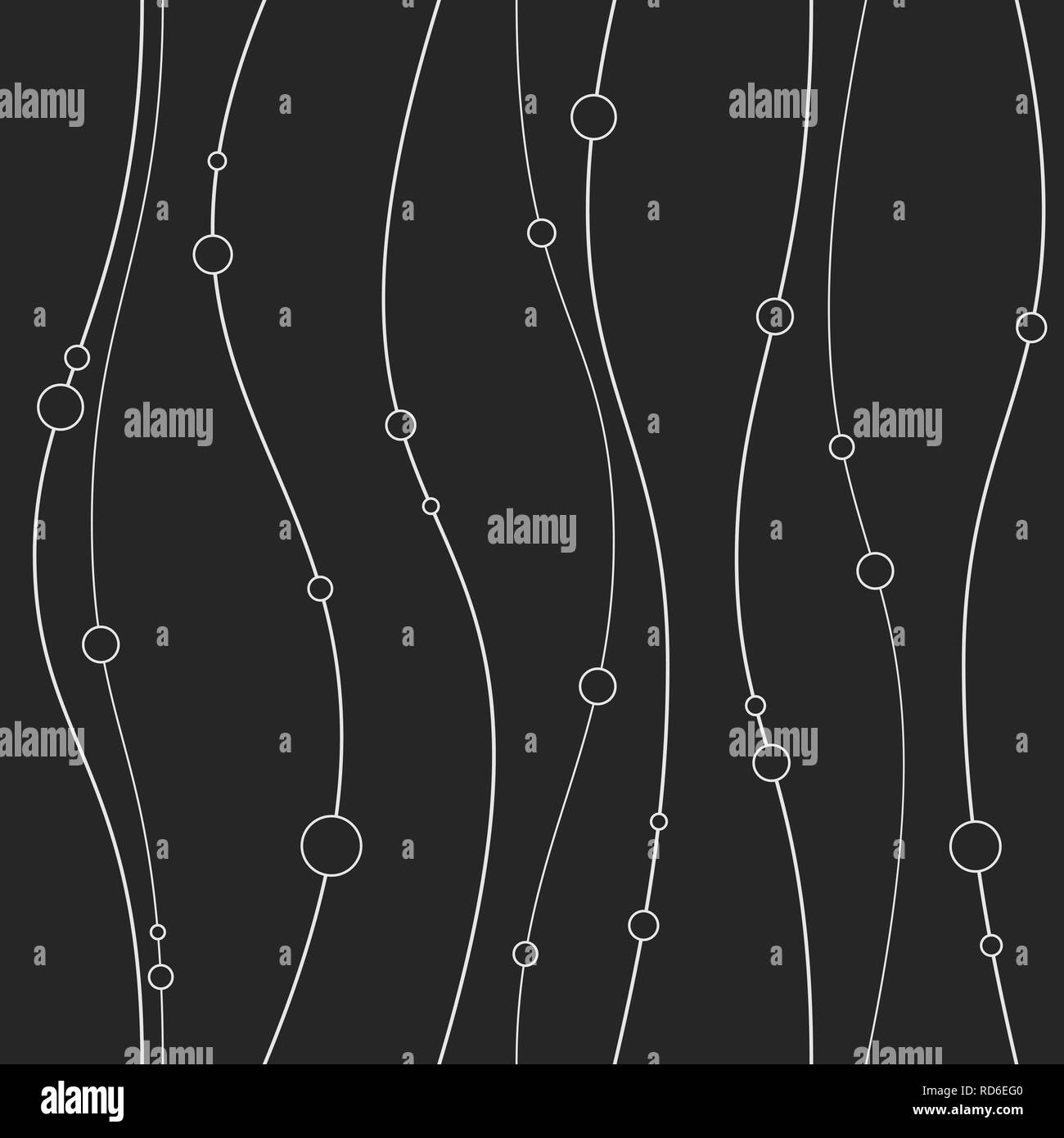 Seamless pattern with smooth lines and circles. Stylish texture. Vertical direction. Vector background. Stock Vector
