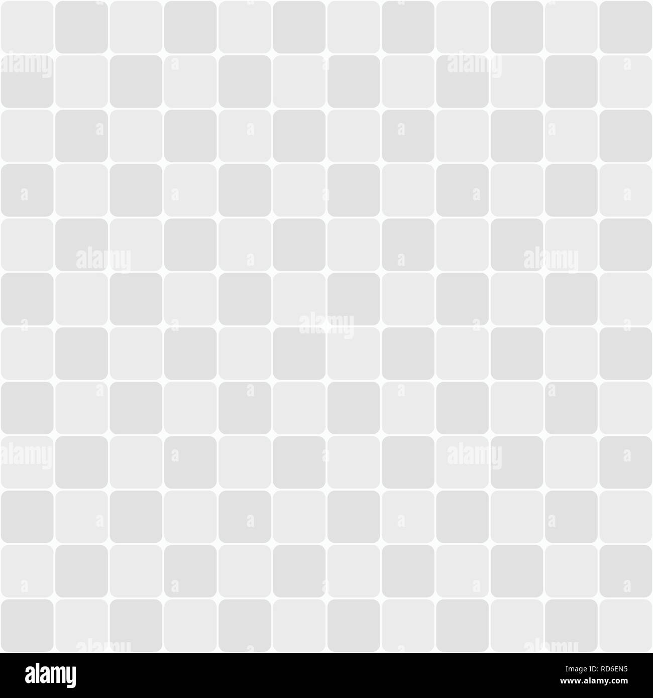 Abstract seamless pattern of squares with rounded corners. Flat design. White and gray geometric texture. Vector background. Stock Vector