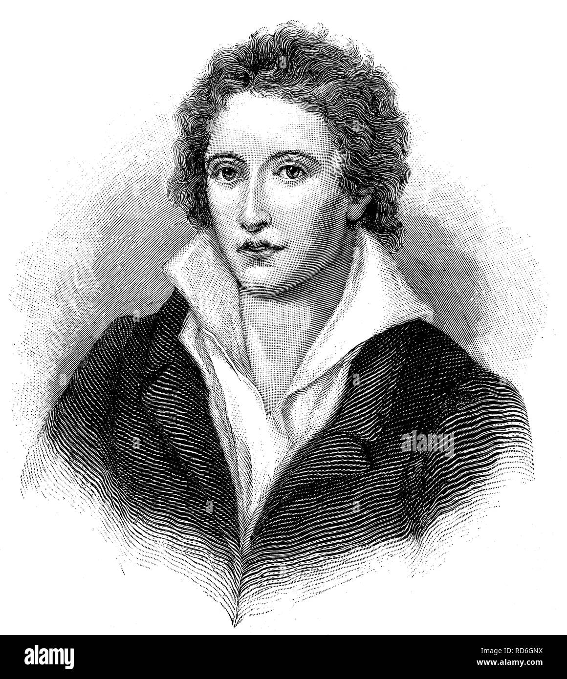 Percy Bysshe Shelley, 1792 - 1822, British Romantic poet, historical illustration circa 1893 Stock Photo