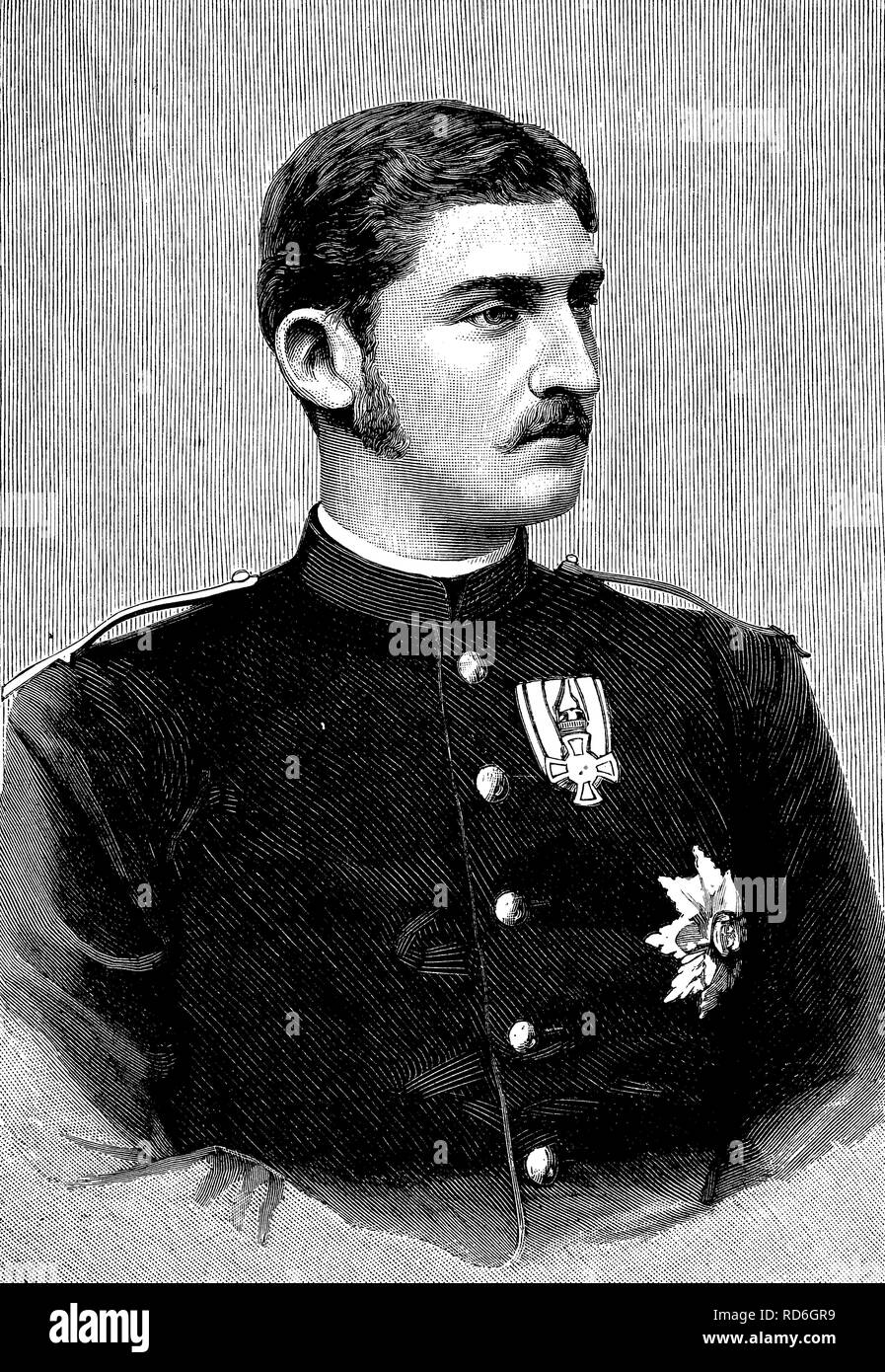 Prince Ferdinand of Hohenzollern-Sigmaringen, 1865 - 1927, King erdinand I. of Rumania, historical illustration circa 1893 Stock Photo
