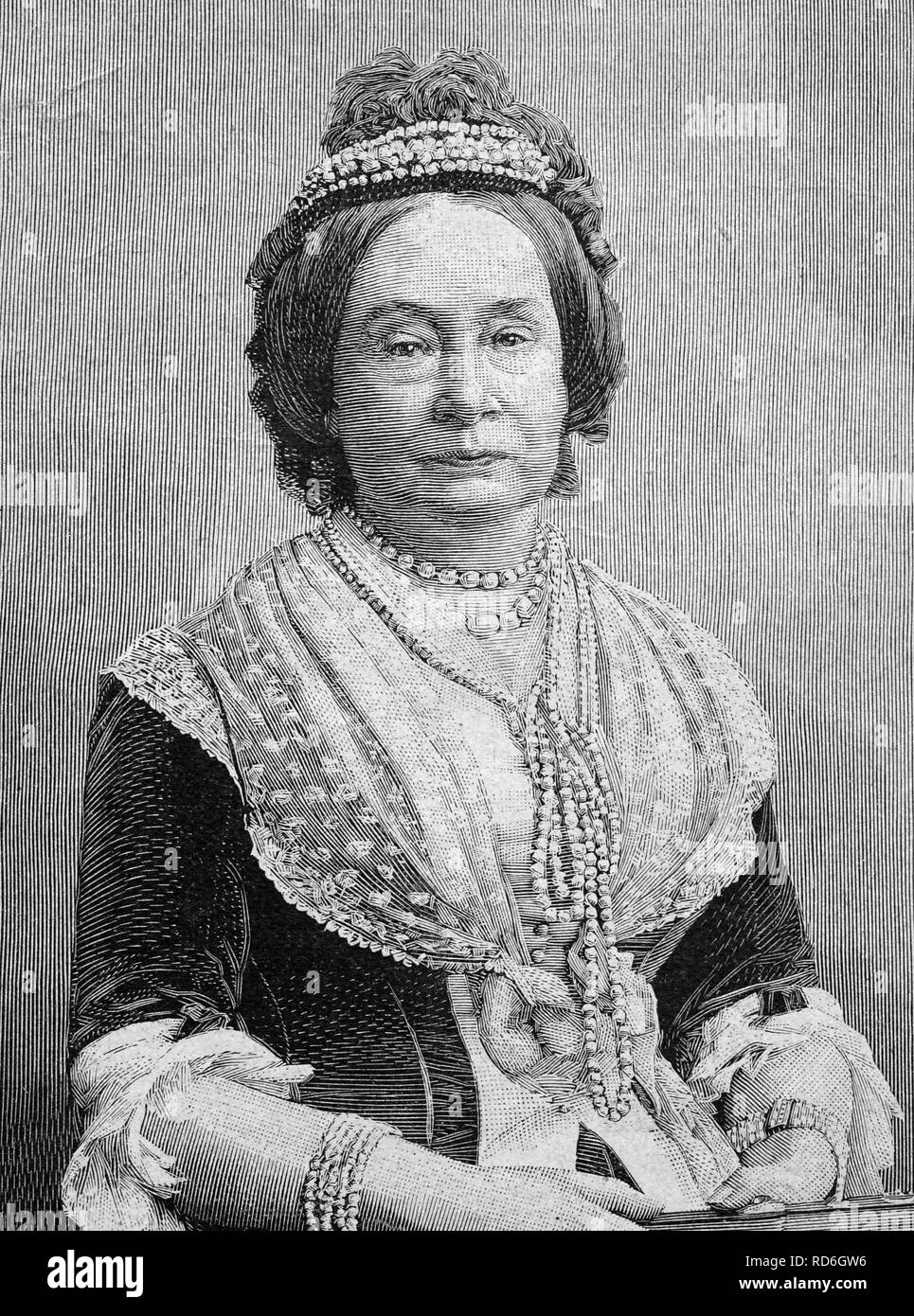 Princess Sophie of the Netherlands, wife of Charles Alexander, Grand Duke of Saxe-Weimar-Eisenach, 1824 - 1897, historical Stock Photo