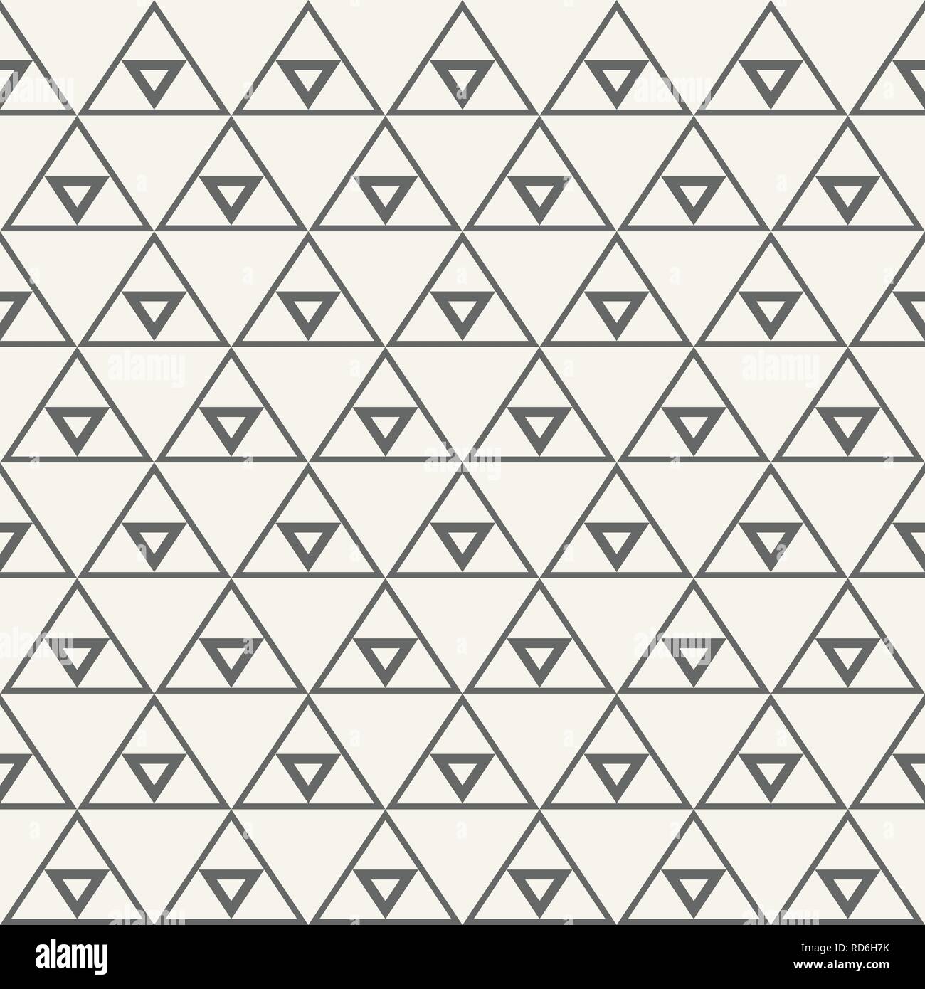 Seamless monochrome triangular ethnic pattern. Triangles grid design. Vector background. Stock Vector