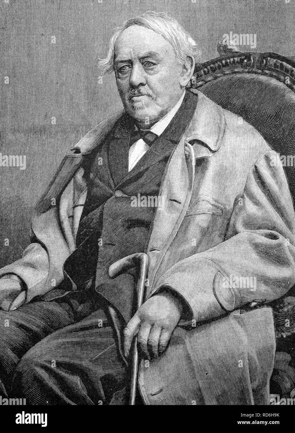 Eduard von Bauernfeld, 1802 - 1890, Austrian writer, historical picture circa 1893 Stock Photo