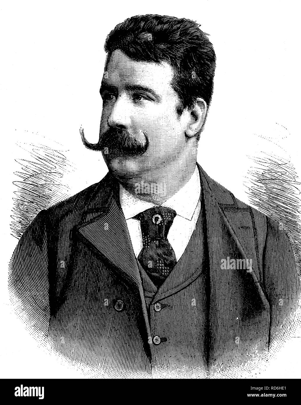 Ruggiero Leoncavallo, 1857 - 1919, Italian composer, historical illustration circa 1893 Stock Photo