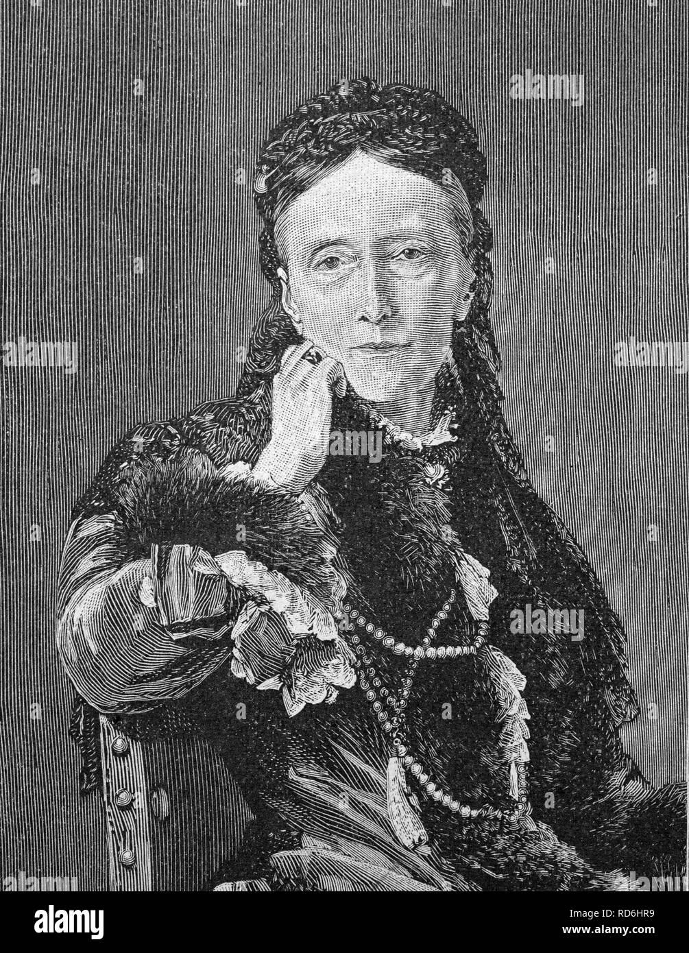 Grand Duchess Olga Nikolaevna of Russia, 1822 - 1892, as queen widow of Wuerttemberg, historical picture, about 1893 Stock Photo