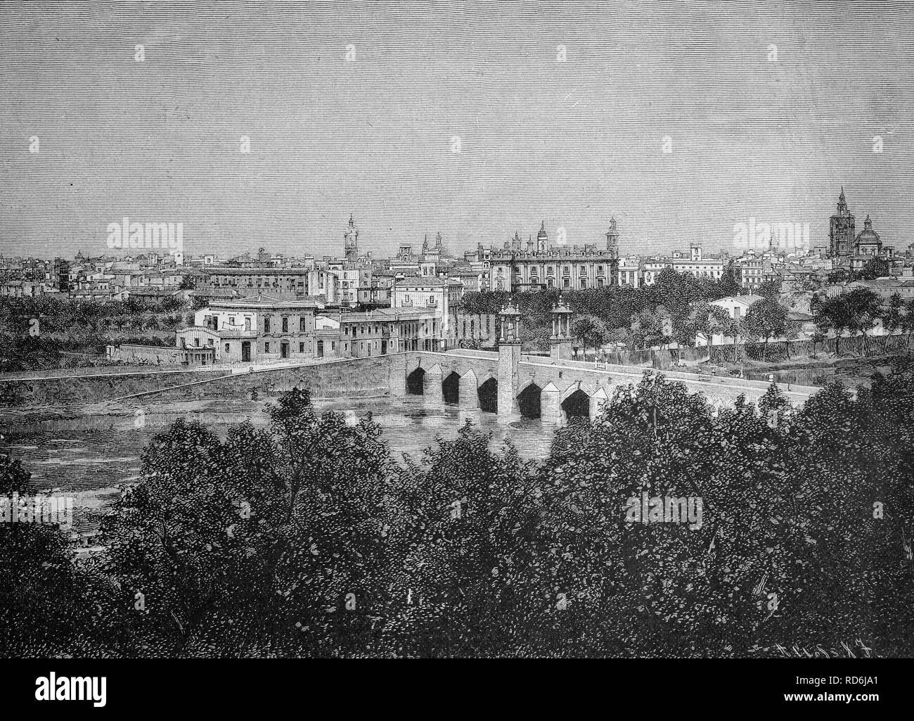 View of Valencia, Spain, historical picture, about 1893 Stock Photo