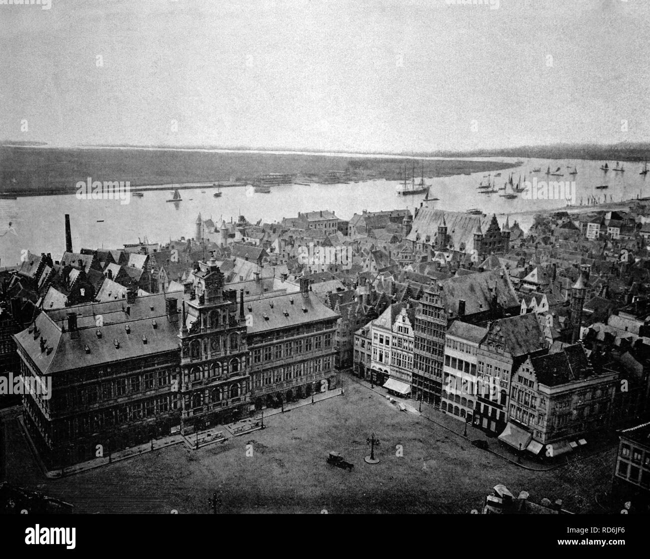 Early autotype of Anvers, Belgium, historical photo, 1884 Stock Photo