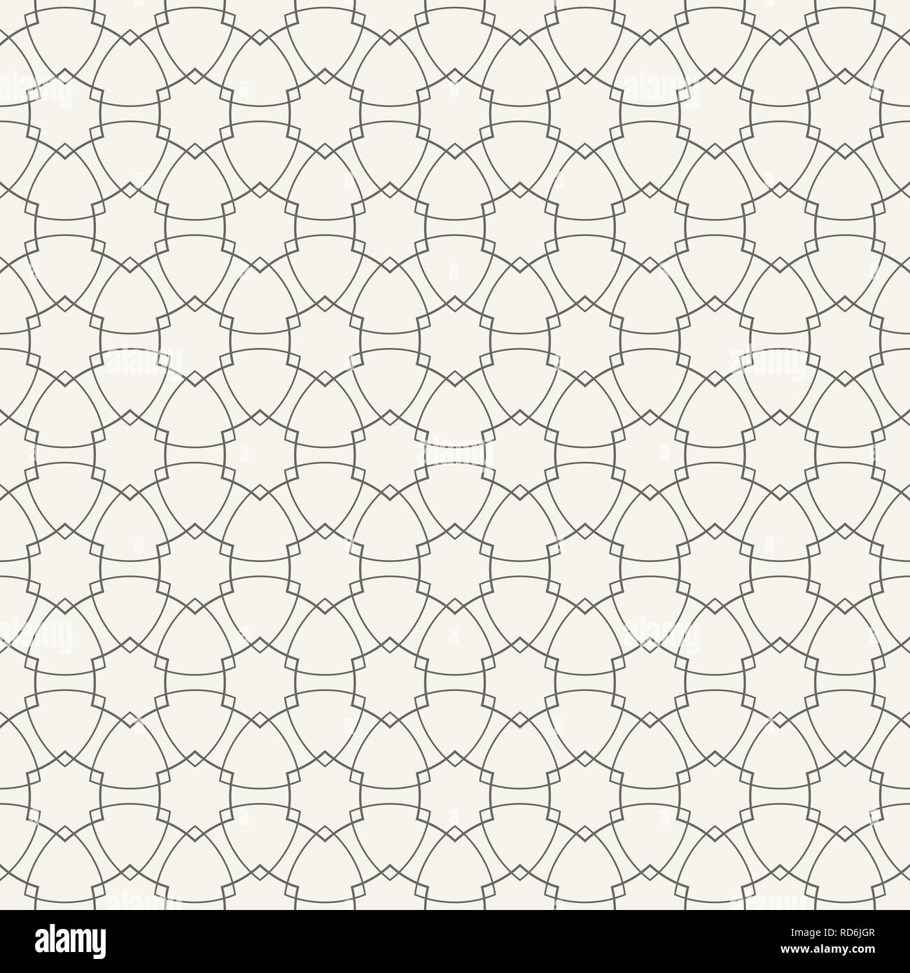Ornamental seamless pattern with overlapping rounded triangles and hexagons. Vector monochrome geometric background. Stock Vector