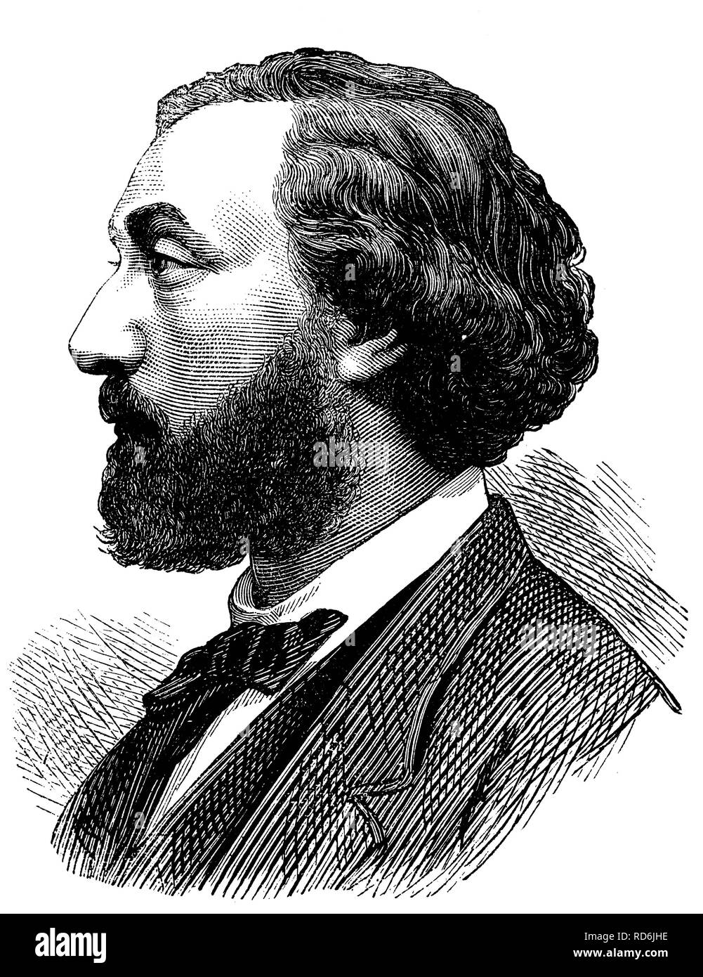 Leon Michel Gambetta, 1838 - 1882, historical illustration, 1884 Stock Photo
