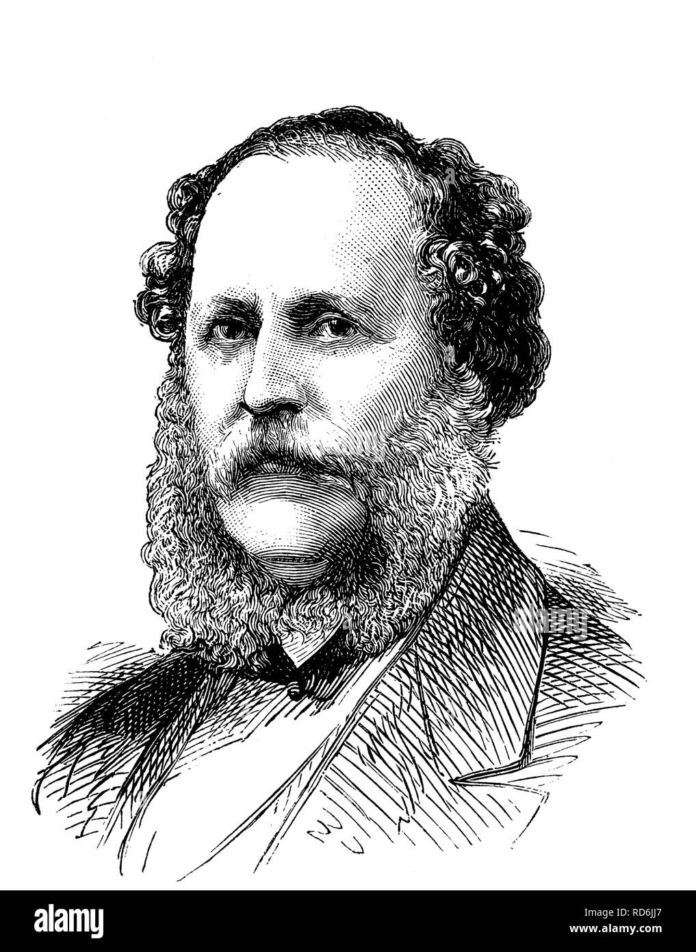Colonel Thomas Edward Taylor, 1811 - 1883, Parliamentary Secretary to the Treasury, historic image, 1883 Stock Photo