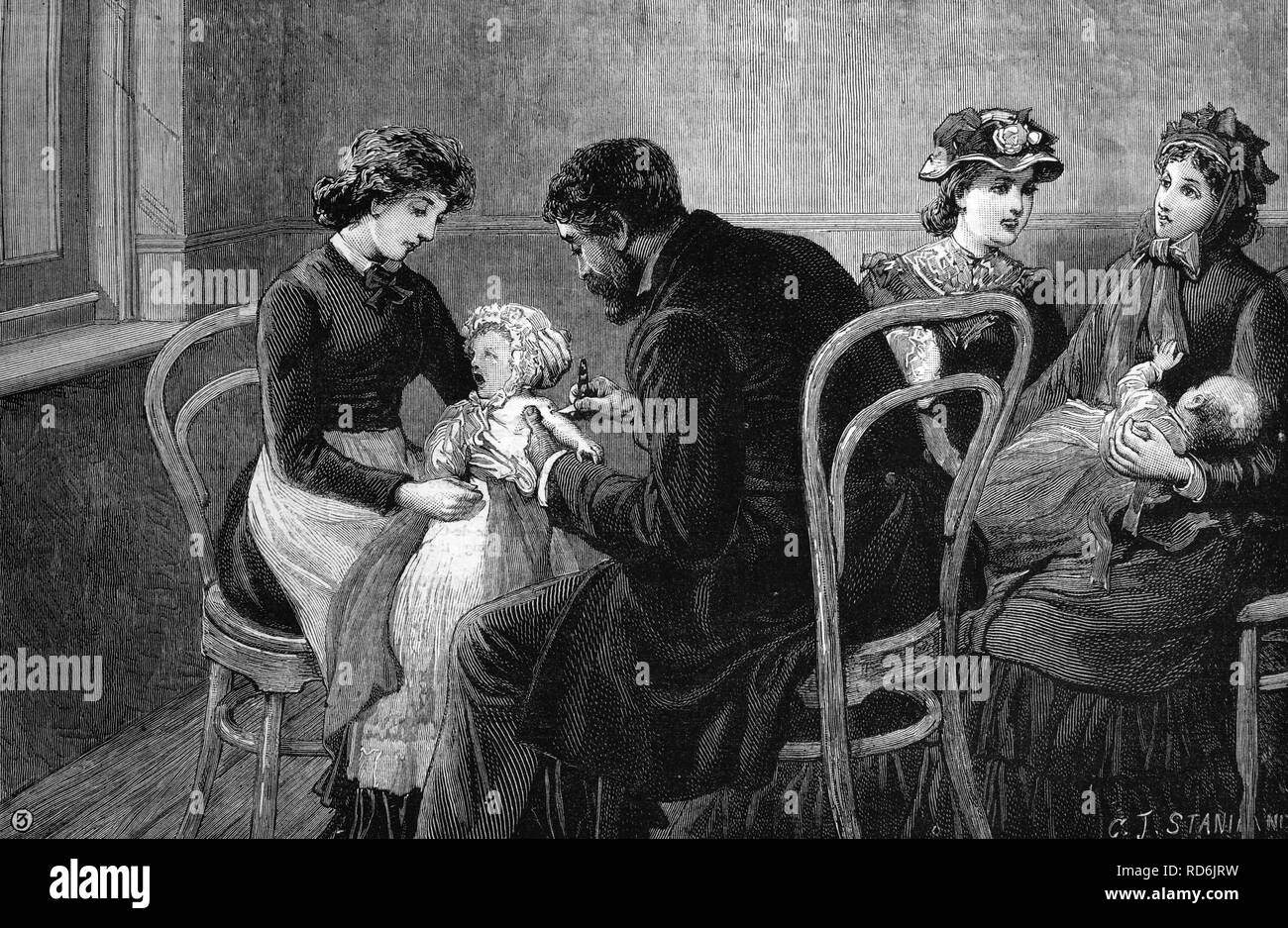 Vaccination, historic image, 1883 Stock Photo
