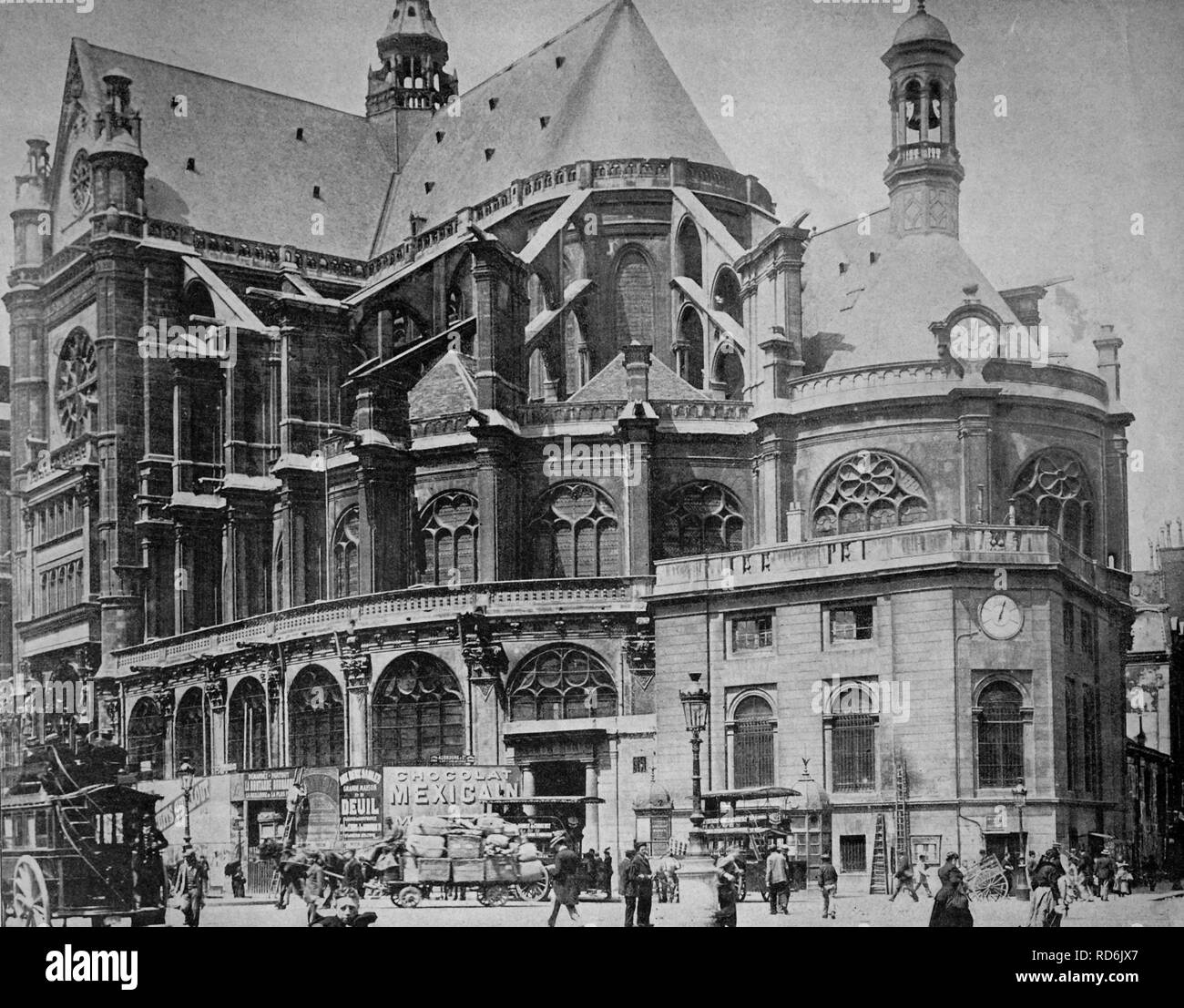 One of the first autotypes of Saint Eustache, Paris, France, historical