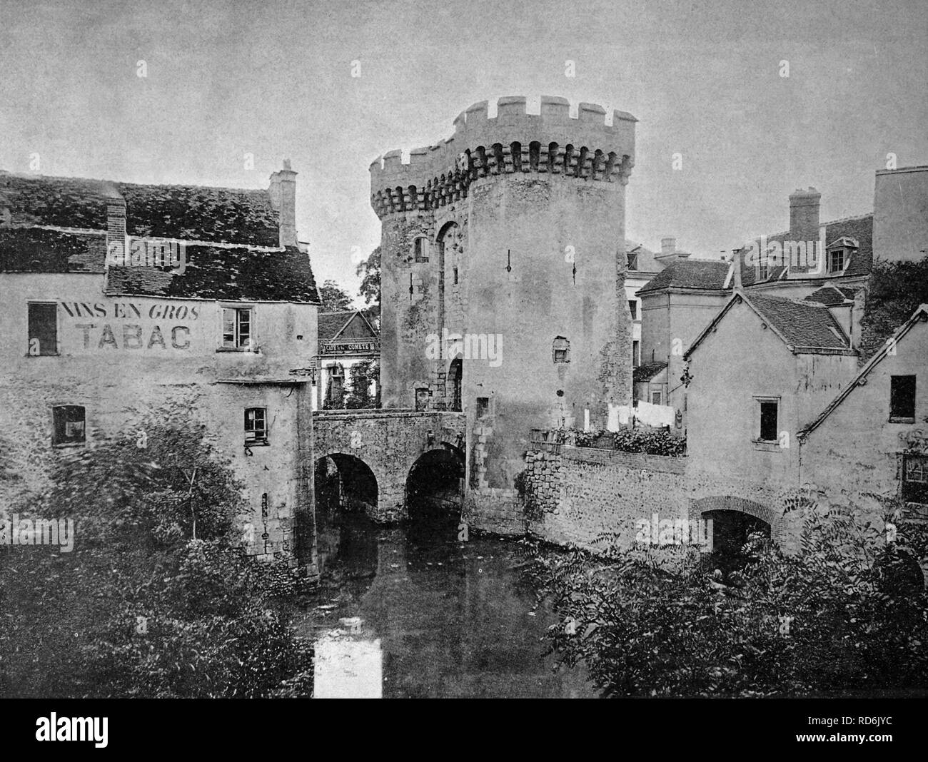 One of the first autotypes of La Porte Guillaume in Chartres, France,  historical photograph, 1884 Stock Photo - Alamy