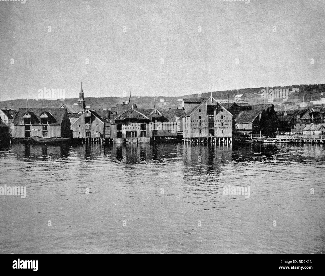 One of the first autotype prints, view of Tromsoe, historic photograph, 1884, Norway, Europe Stock Photo