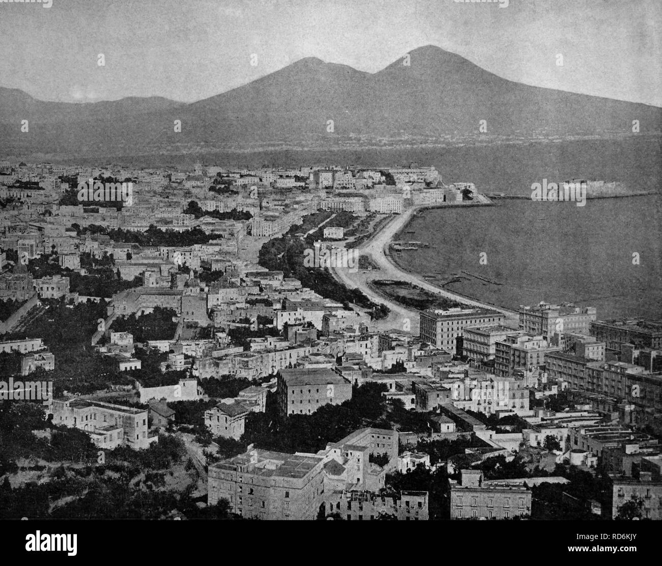 Early autotype of Naples, Italy, historical photographs, 1884 Stock Photo