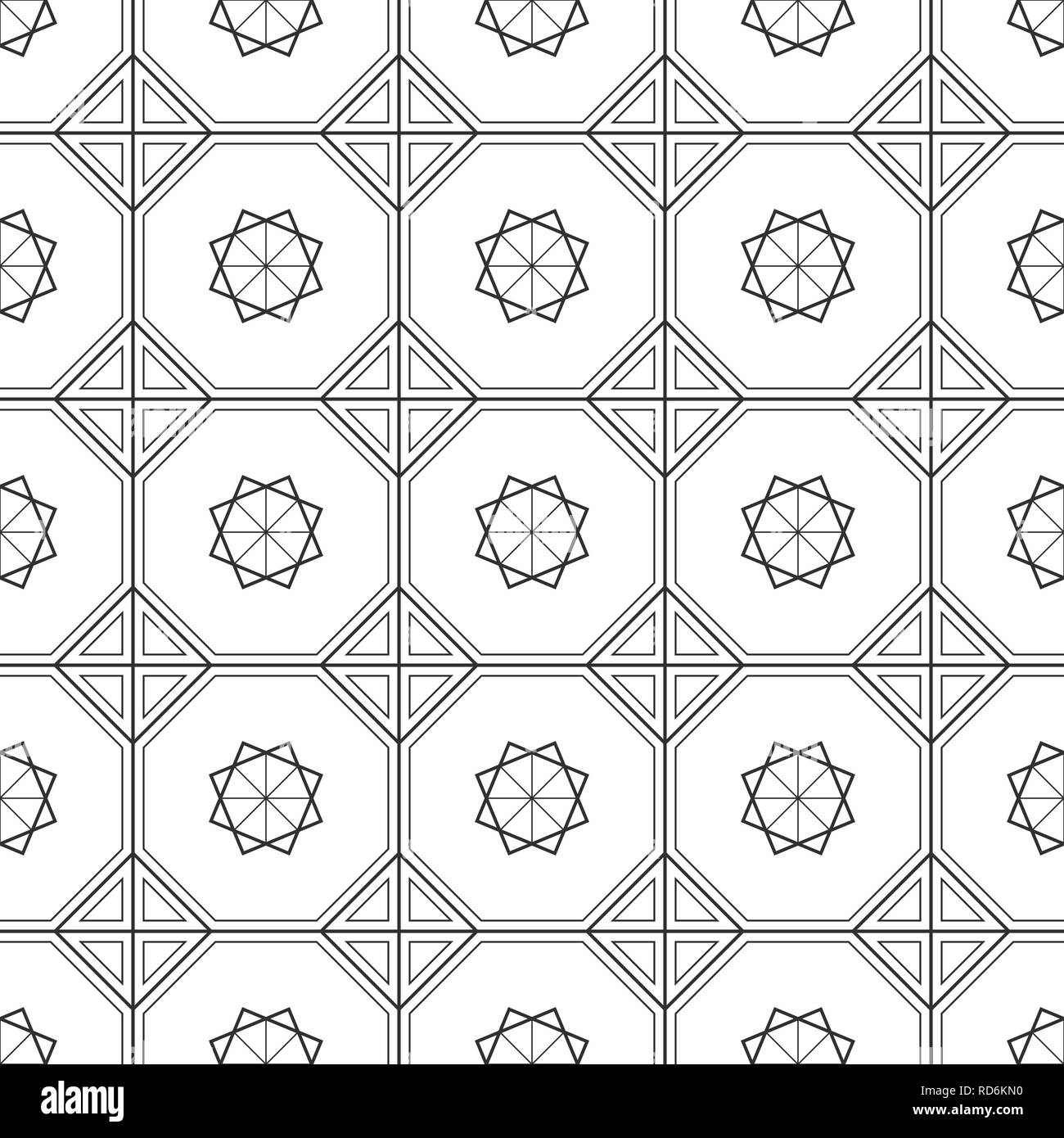 Abstract geometric pattern. Floor tiles. Oriental texture. Seamless vector  monochrome background Stock Vector Image & Art - Alamy