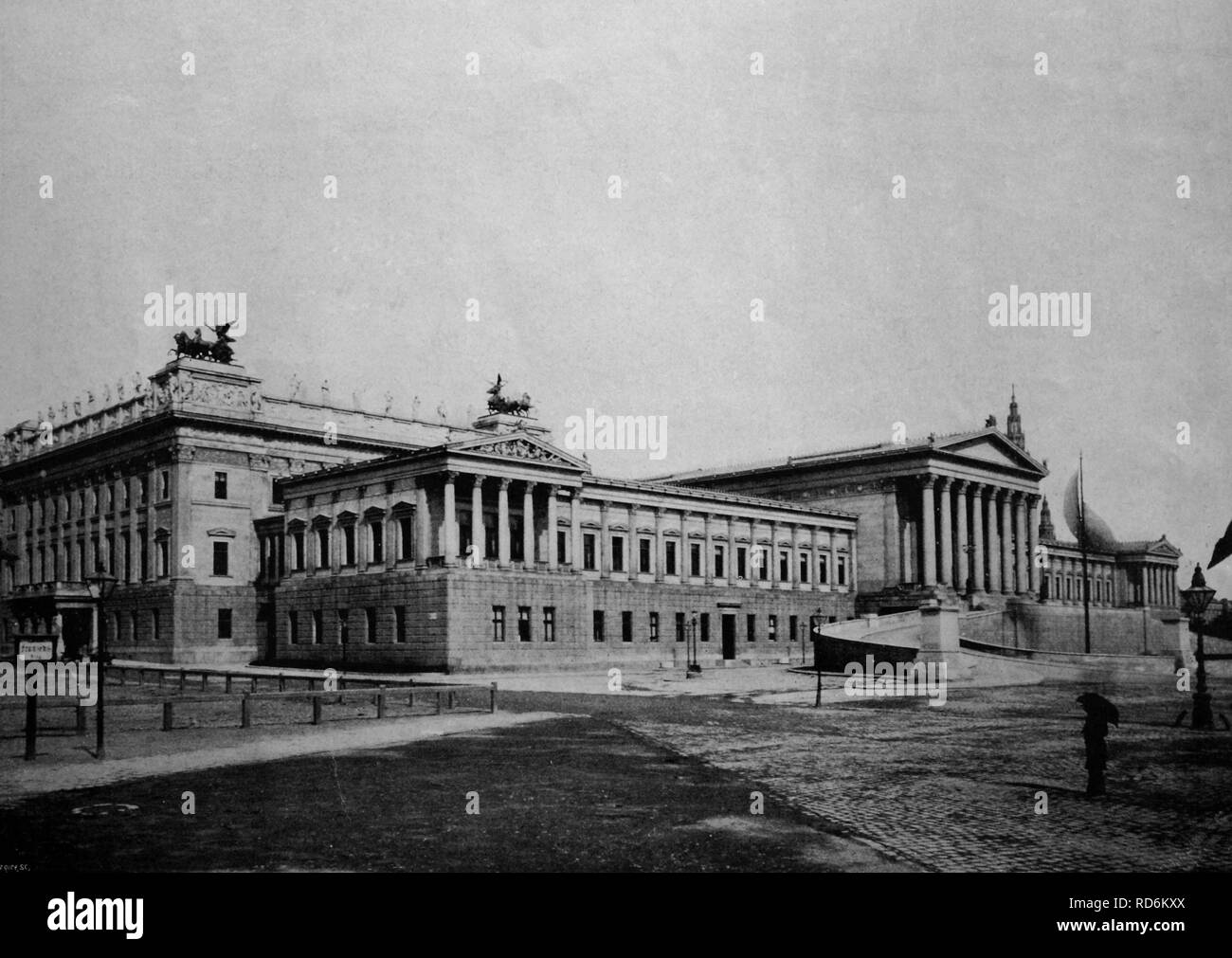 Early autotype of the Parliament in Vienna, Austria, historical photographs, 1884 Stock Photo