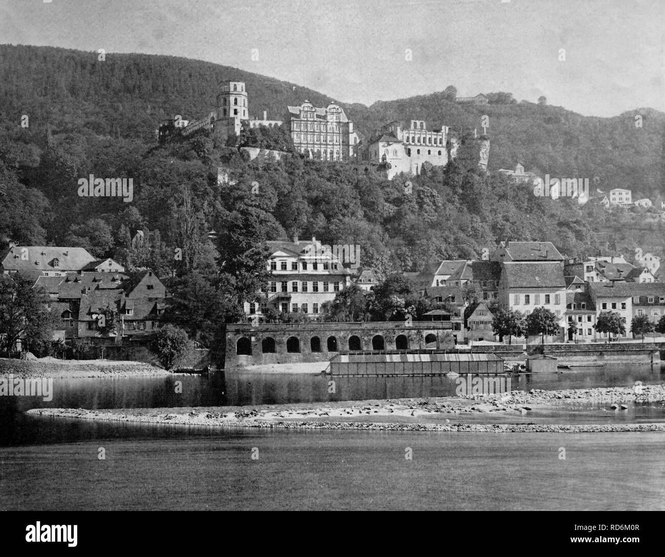 Early autotype of Heidelberg, Baden-Wuerttemberg, Germany, historical photographs, 1884 Stock Photo