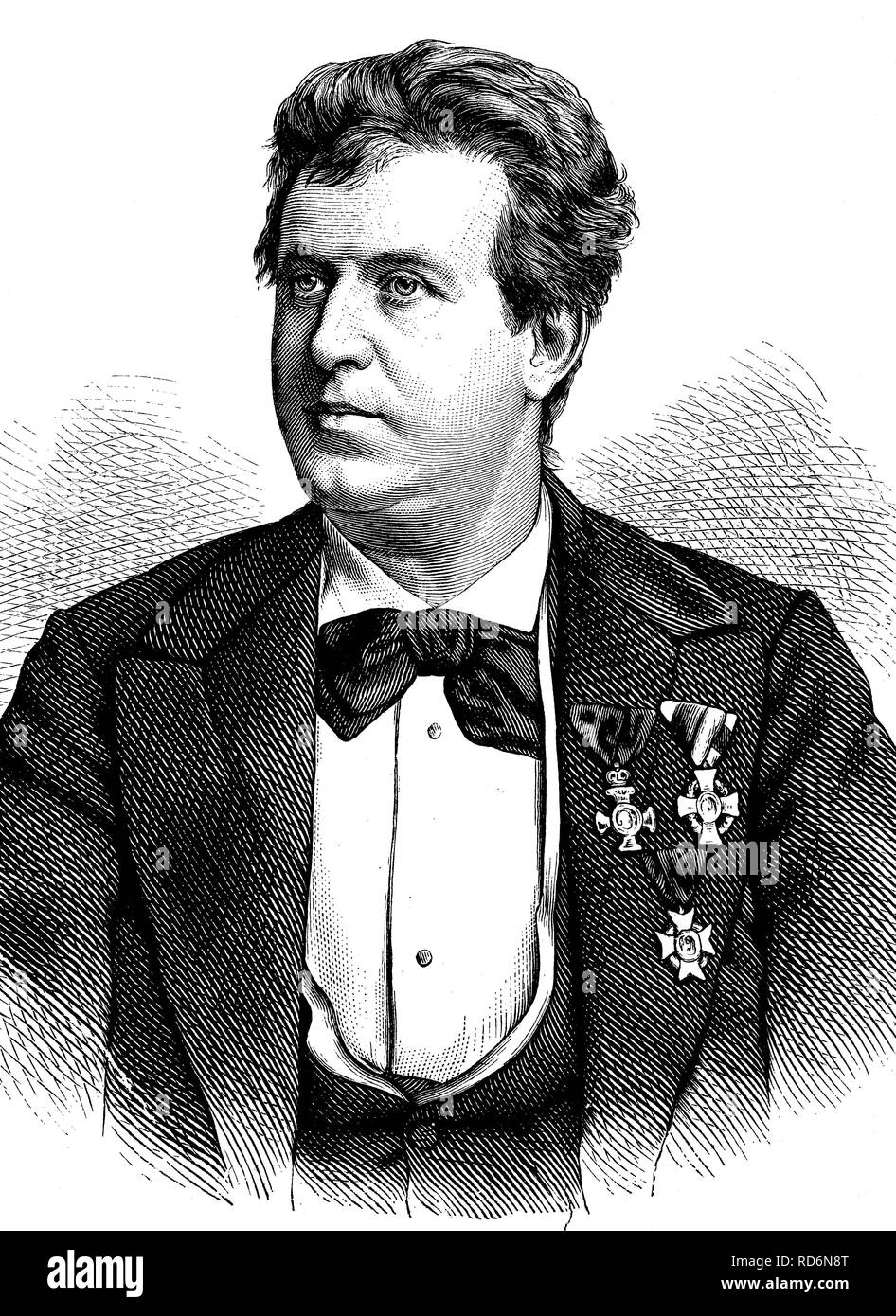 Ludwig Chronegk, 1837-1891, director of the Court Theatre at Meiningen, historical illustration, circa 1886 Stock Photo