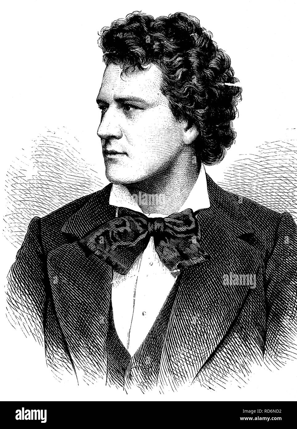 Ludwig Barnay, actually Ludwig White, 1842-1924, theater director and hero performer, historical illustration, circa 1886 Stock Photo