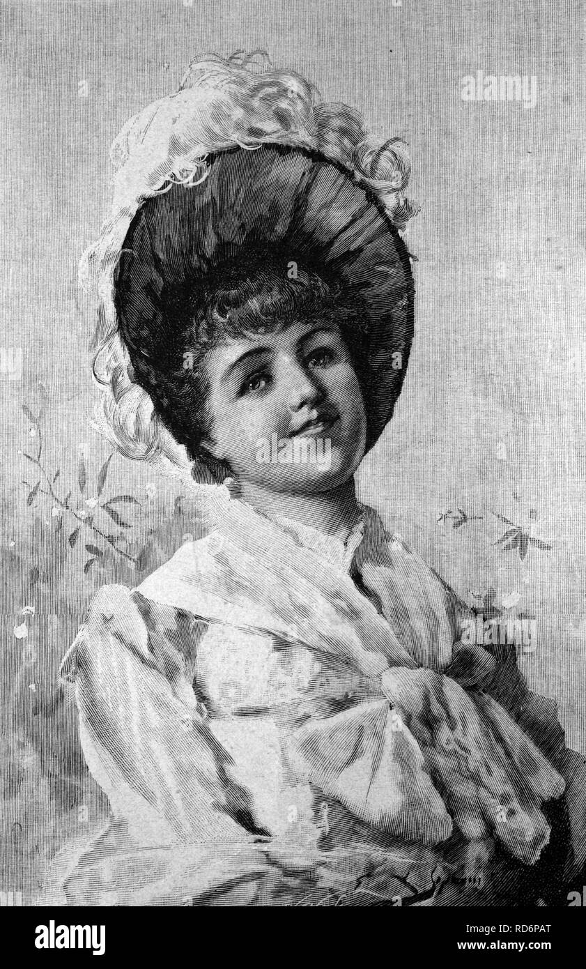 Girl, historical illustration, circa 1886 Stock Photo