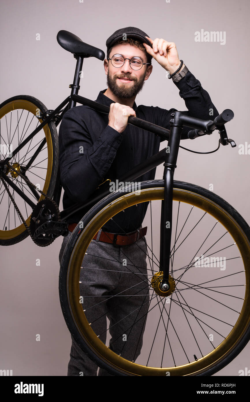 Man standing pose with cycle hi-res stock photography and images - Alamy