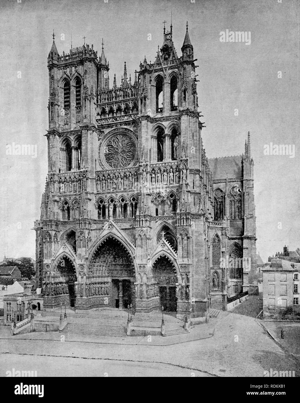 Early autotype of the Cathedral of Amiens, France, 1880 Stock Photo