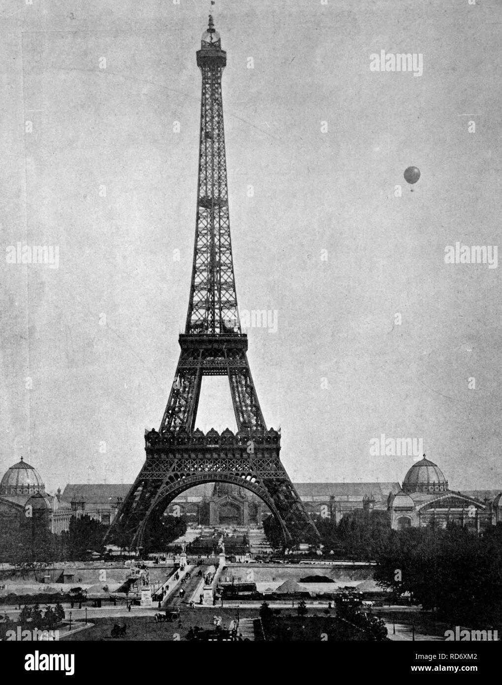 One of the first halftones, the Eiffel Tower, Paris, France, 1880 Stock Photo