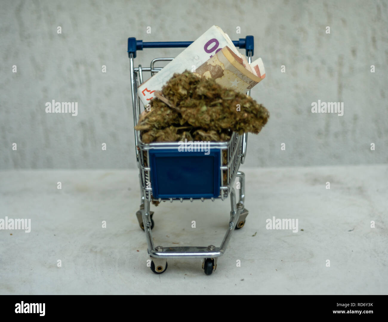 shopping cart banner blank advertisement full of euro money paper and