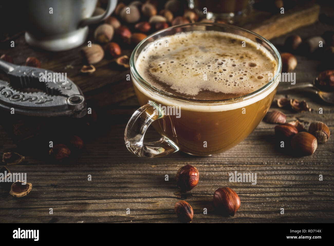 Homemade hazelnut coffee latte or 