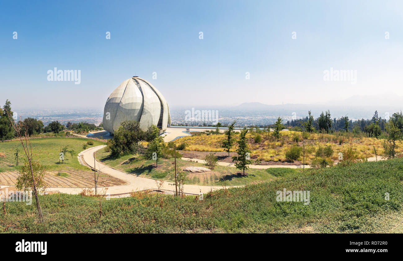 Panoramic view of Bahai House of Worship Temple - Santiago, Chile Stock Photo