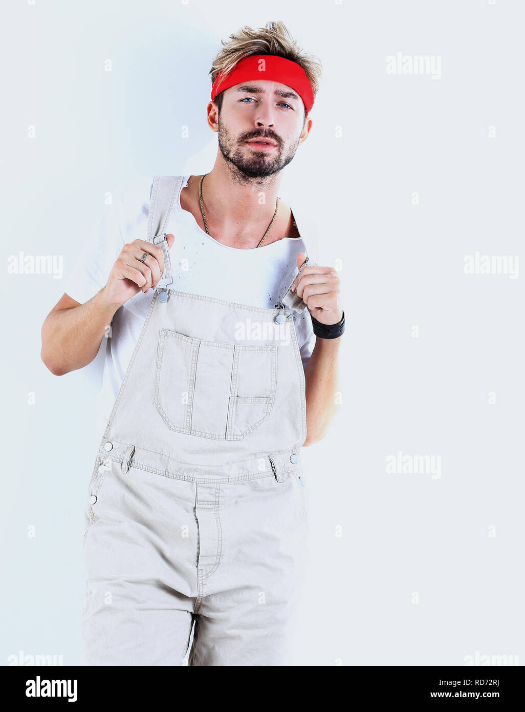 Full length of a young athlete on a white background Stock Photo